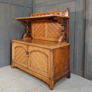 Late Victorian Light Oak Gothic Book Display Cabinet