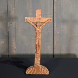 Modern Carved Elemental Wooden Crucifix in the Naive Style Circa 1966 (SOLD)