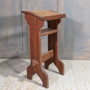 Small Antique Oak Prayer Desk Prie Dieu with Shelf & Pegged Stretcher (SOLD)