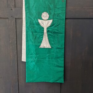 Modern Emerald Satin Lectern Fall with Eucharist Applique (SOLD)