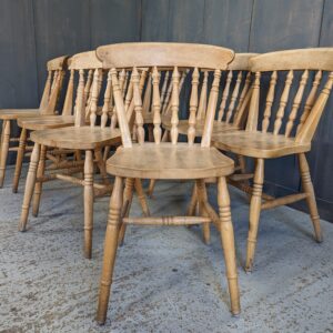 Classic Baluster Stick Back Kitchen Chairs in Pale Beech (SOLD)