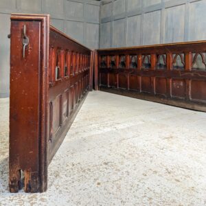 Two Long Simple Gothic Lancet Arched Pine Pew Fronts Panels Panelling (SOLD)