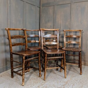 Set of 5 Double Pilgrim Ladderback Distressed Finish Church Chapel Chairs (SOLD)