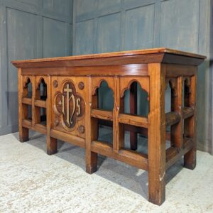 Excellent Gothic 1892 Baltic Pine & Teak Church Altar Communion Table