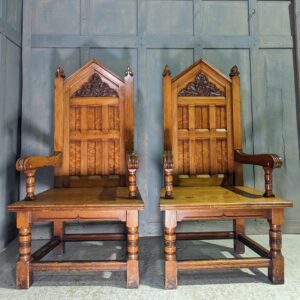 Grand Victorian Church Ministers Throne Chairs from Sparkhill Methodist Church (SOLD)