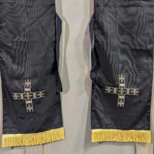 Black Funeral Preaching Stole with Crosses & Gold Fringe (SOLD)