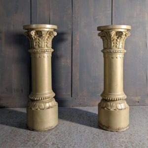Composite Order Columns Statue or Plant Stands with Volutes Painted Gold (SOLD)