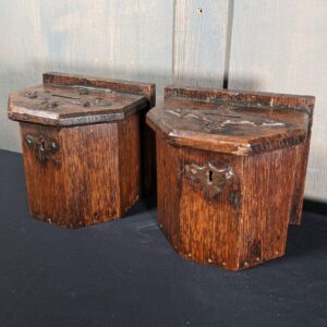 Pair of Antique Church Collection Boxes with Gothic Detailing (SOLD)