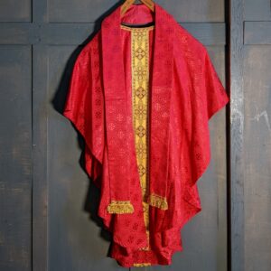 Red & Gold St George Cross Silk Damask Chasuble with Fringed Stole (SOLD)