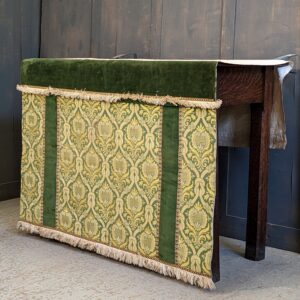 Vintage Green Wippell Linen & Silk Damask Small Altar Frontal Cloth with Fringing (SOLD)