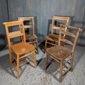 Harlequin Set of 4 Mixed Ladder & Bar Back Church Chapel Chairs #1 (SOLD)