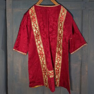 Red Gothic Silk Dalmatic with Gold & Red Orpreys in H Pattern (SOLD)