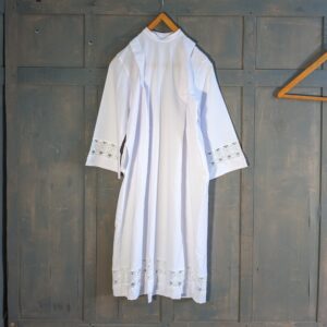 Contemporary White Alb with IHS Sleeve & Hem (SOLD)