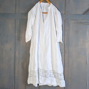 Vintage Drawstring Cotton Alb with Hand Embroidered Hem (SOLD)