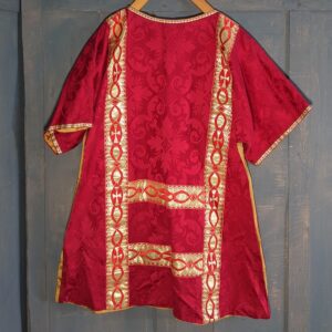 Red Gothic Silk Dalmatic with Gold & Red Orphreys in Double H Pattern (SOLD)