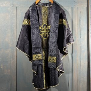 Handsome Black & Gold Damask Chasuble with Stole & Veil (SOLD)