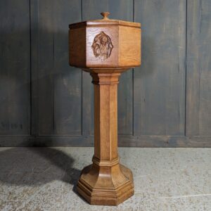 Mid Century Carved Oak Baptismal Font from Belford URC Northumbria (SOLD)