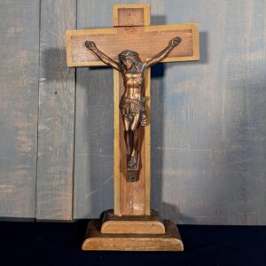 1950's Vintage French Standing Crucifix with Copper Coloured Metal Corpus (SOLD)