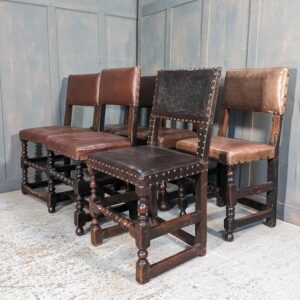 Vintage Harlequin Set of 6 Leather Upholstered Cromwellian Chairs (SOLD)