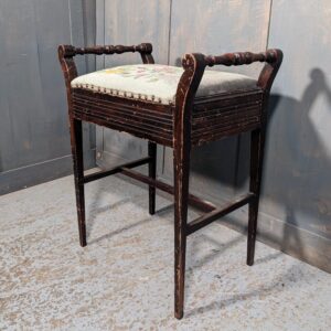 Antique Piano Stool with Floral Embroidered Cushion (SOLD)