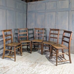 Set of 5 Unusual & Lustrous Vintage Church Chapel Chairs (SOLD)