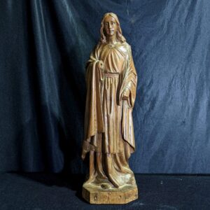 Antique Carved Softwood Religious Statue of Our Lady Mary BVM The Madonna with Glass Eyes (SOLD)