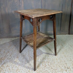 1930's Lower Larger Oak (No Ply) Lightweight Plant Stand with Cutaways (SOLD)