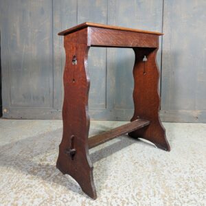 1920's Vintage Oak Organists Piano Stool with Slant Top & Cross Cutaways (SOLD)