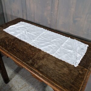 Vintage Wavy Edged White Church Credence Table or Altar Cloth with Clover Motif (SOLD)