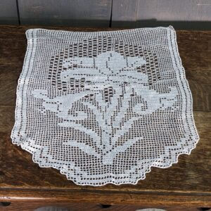 Delicately Embroidered White Lily Small White Thread Cloth Covering Hanging