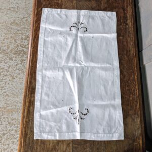 Vintage High Quality Fleur de Lys Motif Embroidered Credence Table Cloth Covering (SOLD)