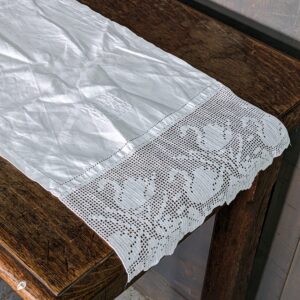 Vintage Detailed White Linen Embroidered Swan & Crosses Altar Cloth Covering (SOLD)