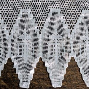 Embroidered 'IHS' White Fringe Work with Velcro Backing for Credence Table (SOLD)