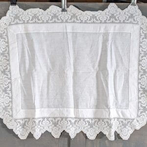 Large Very Finely Embroidered Credence Table Cloth with Wavy Edging (SOLD)