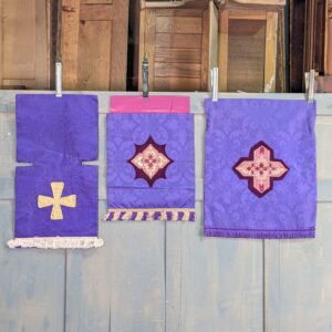 Three Vintage Purple Silk Ambo Lectern Falls