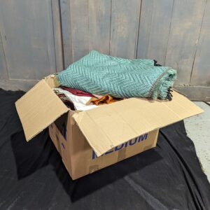 Project Box of Random Church Textiles Fabric Offcuts Embroidery Silk & Damask (SOLD)