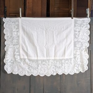 Vintage Credence Table White Cotton Floral Embroidered 3-Sided Cloth with Broad Border (SOLD)