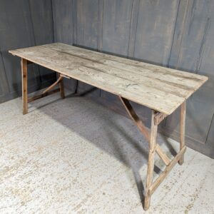 Classic Vintage Pine Plank Church Trestle Table with Fold Up Legs (SOLD)