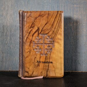 Small Vintage Souvenir of Jerusalem Prayer Book Bound with Olive Wood (SOLD)