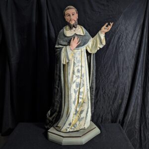 Rare Large 1860's Vietnamese Carved Wooden Religious Statue of St Dominic with Glass Eyes SALE (SOLD)