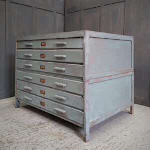 British Mid Century Oak Construction Painted Plan Vestment Chest with Name Holders (SOLD)