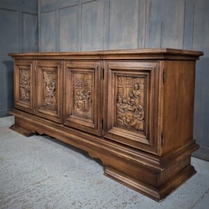 Large Flemish Oak Sideboard After the Antique with Four Carved Panels SALE PRICE (SOLD)