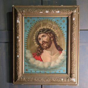Technicolour Antique French Distressed Picture of the Passion of Christ with Stars (SOLD)