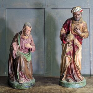 High Quality Antique British Religious Nativity Statues Joseph & Balthasar the King (SOLD)