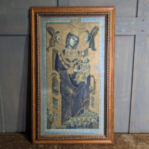 Framed Medium to Large Italian Religious Print on Board of the Black Madonna Maria Di Montevergine (SOLD)