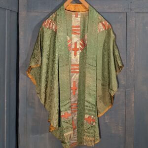 Hayes & Finch Vintage Silk Ochre Green & Gold Damask Chasuble with Stole (SOLD)