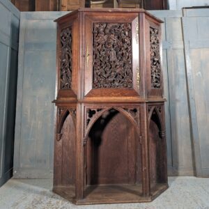 Extremely Unusual Heavy Oak Late Victorian Carved Gothic Tall Cabinet (SOLD)