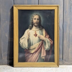 Extra Large Antique Sacred Heart Jesus Print Lithograph from St Anne's Convent (SOLD)