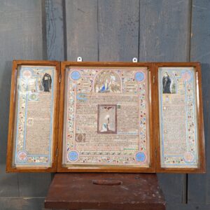 Beautiful Vintage Hand Painted Illuminated Altar Cards Triptych from St Anne's Convent Doncaster (SOLD)
