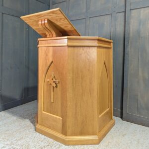 Contemporary Well Made Oak Small Church Pulpit (SOLD)